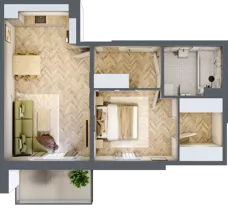 2 pokoje, mieszkanie 48,29 m², piętro 1, oferta nr 17, Osiedle JAR Heweliusza - bud. D, Toruń, Wrzosy, JAR, ul. J. Heweliusza 15, 15A