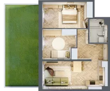 3 pokoje, mieszkanie 52,57 m², parter, oferta nr 36, Osiedle JAR Heweliusza - bud. D, Toruń, Wrzosy, JAR, ul. J. Heweliusza 15, 15A