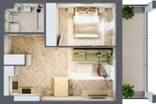 2 pokoje, mieszkanie 36,52 m², piętro 1, oferta nr 12, Osiedle JAR Heweliusza - bud. D, Toruń, Wrzosy, JAR, ul. J. Heweliusza 15, 15A