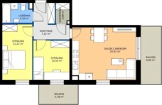 3 pokoje, mieszkanie 60,65 m², piętro 1, oferta nr 15, Osiedle JAR Heweliusza - bud. D, Toruń, Wrzosy, JAR, ul. J. Heweliusza 15, 15A