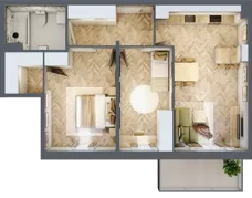 3 pokoje, mieszkanie 64,26 m², piętro 1, oferta nr 16, Osiedle JAR Heweliusza - bud. D, Toruń, Wrzosy, JAR, ul. J. Heweliusza 15, 15A