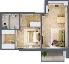 2 pokoje, mieszkanie 48,29 m², piętro 1, oferta nr 39, Osiedle JAR Heweliusza - bud. D, Toruń, Wrzosy, JAR, ul. J. Heweliusza 15, 15A