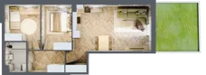 3 pokoje, mieszkanie 54,38 m², parter, oferta nr 1, Osiedle JAR Heweliusza - bud. D, Toruń, Wrzosy, JAR, ul. J. Heweliusza 15, 15A