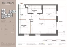 3 pokoje, mieszkanie 49,34 m², piętro 1, oferta nr 68, Between, Łódź, Śródmieście, ul. Dowborczyków 12