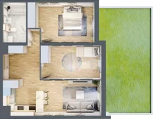 3 pokoje, mieszkanie 61,87 m², parter, oferta nr M1, Prato Park, Kraków, Czyżyny, ul. Na Łąkach