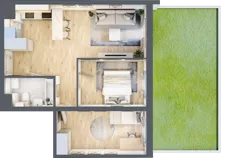 3 pokoje, mieszkanie 50,90 m², parter, oferta nr M2, Prato Park, Kraków, Czyżyny, ul. Na Łąkach