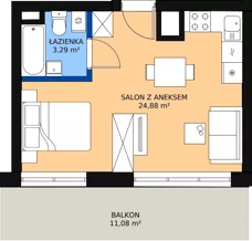 1 pokój, mieszkanie 27,83 m², piętro 7, oferta nr 22, Podedworze 11, Kraków, Podgórze Duchackie, Piaski Wielkie, ul. Podedworze 11