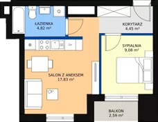 2 pokoje, mieszkanie 36,16 m², piętro 8, oferta nr 81, Podedworze 11, Kraków, Podgórze Duchackie, Piaski Wielkie, ul. Podedworze 11
