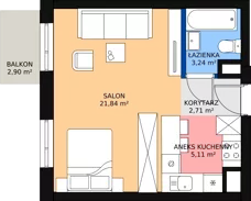2 pokoje, mieszkanie 32,87 m², piętro 5, oferta nr 110, Podedworze 11, Kraków, Podgórze Duchackie, Piaski Wielkie, ul. Podedworze 11