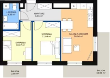 3 pokoje, mieszkanie 50,84 m², piętro 7, oferta nr 114, Podedworze 11, Kraków, Podgórze Duchackie, Piaski Wielkie, ul. Podedworze 11