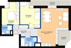 3 pokoje, mieszkanie 61,54 m², piętro 10, oferta nr 55, Podedworze 11, Kraków, Podgórze Duchackie, Piaski Wielkie, ul. Podedworze 11