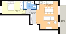 2 pokoje, mieszkanie 48,07 m², piętro 1, oferta nr 61, Podedworze 11, Kraków, Podgórze Duchackie, Piaski Wielkie, ul. Podedworze 11