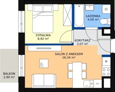 2 pokoje, mieszkanie 32,33 m², piętro 2, oferta nr 98, Podedworze 11, Kraków, Podgórze Duchackie, Piaski Wielkie, ul. Podedworze 11