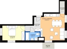 2 pokoje, mieszkanie 48,11 m², piętro 4, oferta nr 104, Podedworze 11, Kraków, Podgórze Duchackie, Piaski Wielkie, ul. Podedworze 11