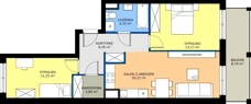 3 pokoje, mieszkanie 60,52 m², piętro 1, oferta nr A1/8, ESSA Kliny, Kraków, Swoszowice, Kliny, ul. Anny Szwed-Śniadowskiej