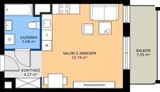 1 pokój, mieszkanie 32,09 m², piętro 2, oferta nr A1/118, ESSA Kliny, Kraków, Swoszowice, Kliny, ul. Anny Szwed-Śniadowskiej