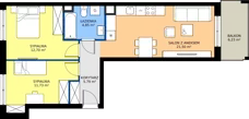 3 pokoje, mieszkanie 56,57 m², piętro 1, oferta nr A1/131, ESSA Kliny, Kraków, Swoszowice, Kliny, ul. Anny Szwed-Śniadowskiej