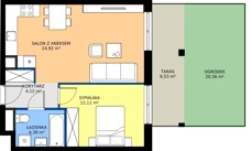 2 pokoje, mieszkanie 45,53 m², parter, oferta nr A1/48, ESSA Kliny, Kraków, Swoszowice, Kliny, ul. Anny Szwed-Śniadowskiej