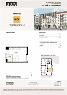 1 pokój, mieszkanie 27,22 m², piętro 2, oferta nr M6, Garbary 40, Poznań, Stare Miasto, Stare Miasto, ul. Garbary 40