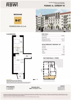 2 pokoje, mieszkanie 44,62 m², piętro 2, oferta nr M7, Garbary 40, Poznań, Stare Miasto, Stare Miasto, ul. Garbary 40