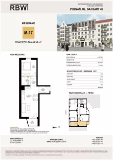 2 pokoje, mieszkanie 43,24 m², piętro 4, oferta nr M17, Garbary 40, Poznań, Stare Miasto, Stare Miasto, ul. Garbary 40