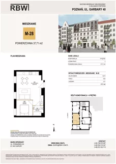 2 pokoje, mieszkanie 37,26 m², piętro 6, oferta nr M28, Garbary 40, Poznań, Stare Miasto, Stare Miasto, ul. Garbary 40