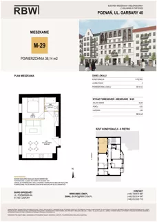 2 pokoje, mieszkanie 37,85 m², piętro 6, oferta nr M29, Garbary 40, Poznań, Stare Miasto, Stare Miasto, ul. Garbary 40