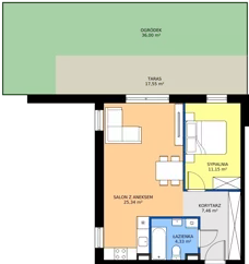 2 pokoje, mieszkanie 48,28 m², parter, oferta nr A2, Zielone Horyzonty II, Toruń, Podgórz, ul. Kręta 91-105