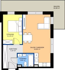 2 pokoje, mieszkanie 47,14 m², piętro 1, oferta nr A15, Zielone Horyzonty II, Toruń, Podgórz, ul. Kręta 91-105