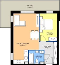 2 pokoje, mieszkanie 48,28 m², piętro 2, oferta nr A18, Zielone Horyzonty II, Toruń, Podgórz, ul. Kręta 91-105