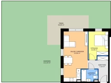 2 pokoje, mieszkanie 44,61 m², parter, oferta nr B2, Zielone Horyzonty II, Toruń, Podgórz, ul. Kręta 91-105