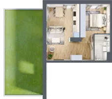 1 pokój, mieszkanie 42,79 m², parter, oferta nr A1.1.0.M1, Nowe Promenady, Wrocław, Kleczków, Psie Pole, ul. Czesława Miłosza