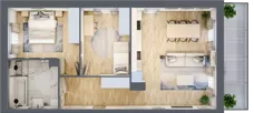 3 pokoje, mieszkanie 64,72 m², piętro 1, oferta nr A2.3.1.M1, Nowe Promenady, Wrocław, Kleczków, Psie Pole, ul. Czesława Miłosza