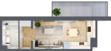 1 pokój, mieszkanie 25,26 m², piętro 3, oferta nr A2.3.3.M18, Nowe Promenady, Wrocław, Kleczków, Psie Pole, ul. Czesława Miłosza