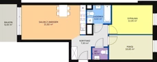 3 pokoje, mieszkanie 58,08 m², piętro 1, oferta nr B1_4, Duo Residence, Radom, Śródmieście, ul. Waryńskiego
