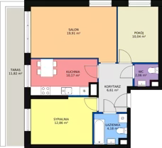 3 pokoje, mieszkanie 65,86 m², parter, oferta nr B2_32, Duo Residence, Radom, Śródmieście, ul. Waryńskiego
