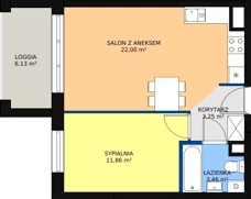 2 pokoje, mieszkanie 40,54 m², piętro 3, oferta nr B2_47, Duo Residence, Radom, Śródmieście, ul. Waryńskiego