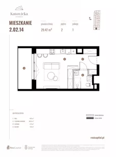 1 pokój, apartament 29,47 m², piętro 2, oferta nr 2.02.14., Katowicka Residence, Katowice, Bogucice, ul. Katowicka