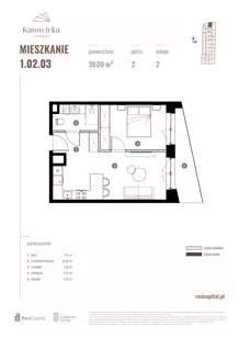 2 pokoje, apartament 39,00 m², piętro 2, oferta nr 1.02.03., Katowicka Residence, Katowice, Bogucice, ul. Katowicka
