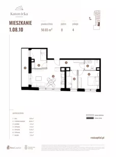 3 pokoje, apartament 56,65 m², piętro 8, oferta nr 1.08.10., Katowicka Residence, Katowice, Bogucice, ul. Katowicka