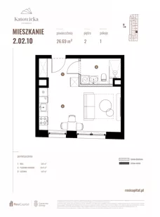 1 pokój, apartament 26,69 m², piętro 2, oferta nr 2.02.10., Katowicka Residence, Katowice, Bogucice, ul. Katowicka