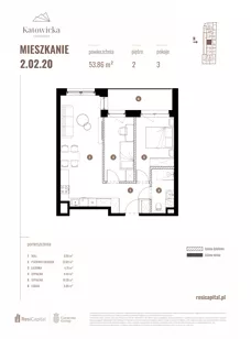3 pokoje, apartament 53,86 m², piętro 2, oferta nr 2.02.20., Katowicka Residence, Katowice, Bogucice, ul. Katowicka