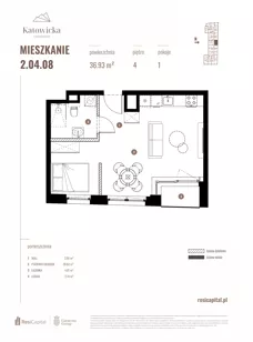 1 pokój, apartament 36,93 m², piętro 4, oferta nr 2.04.08., Katowicka Residence, Katowice, Bogucice, ul. Katowicka
