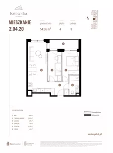 3 pokoje, apartament 54,06 m², piętro 4, oferta nr 2.04.20., Katowicka Residence, Katowice, Bogucice, ul. Katowicka