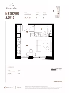 1 pokój, apartament 26,70 m², piętro 5, oferta nr 2.05.10., Katowicka Residence, Katowice, Bogucice, ul. Katowicka