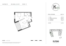 2 pokoje, mieszkanie 40,22 m², piętro 2, oferta nr A.2.8, K48, Gdańsk, Przymorze, ul. Kołobrzeska 48