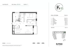 3 pokoje, mieszkanie 76,29 m², piętro 1, oferta nr B.1.9, K48, Gdańsk, Przymorze, ul. Kołobrzeska 48