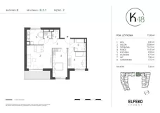 3 pokoje, mieszkanie 73,10 m², piętro 2, oferta nr B.2.1, K48, Gdańsk, Przymorze, ul. Kołobrzeska 48