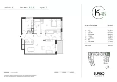 3 pokoje, mieszkanie 76,29 m², piętro 2, oferta nr B.2.9, K48, Gdańsk, Przymorze, ul. Kołobrzeska 48