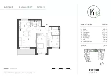 3 pokoje, mieszkanie 73,10 m², piętro 3, oferta nr B.3.1, K48, Gdańsk, Przymorze, ul. Kołobrzeska 48